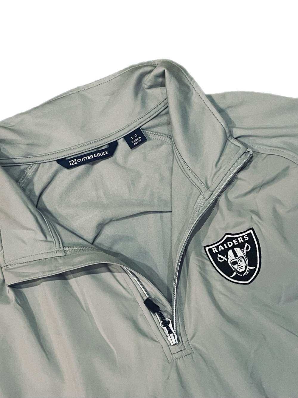 Las Vegas Raiders NFL Cutter & Buck DryTec 1/4 Zip Pullover Mens Gray Large